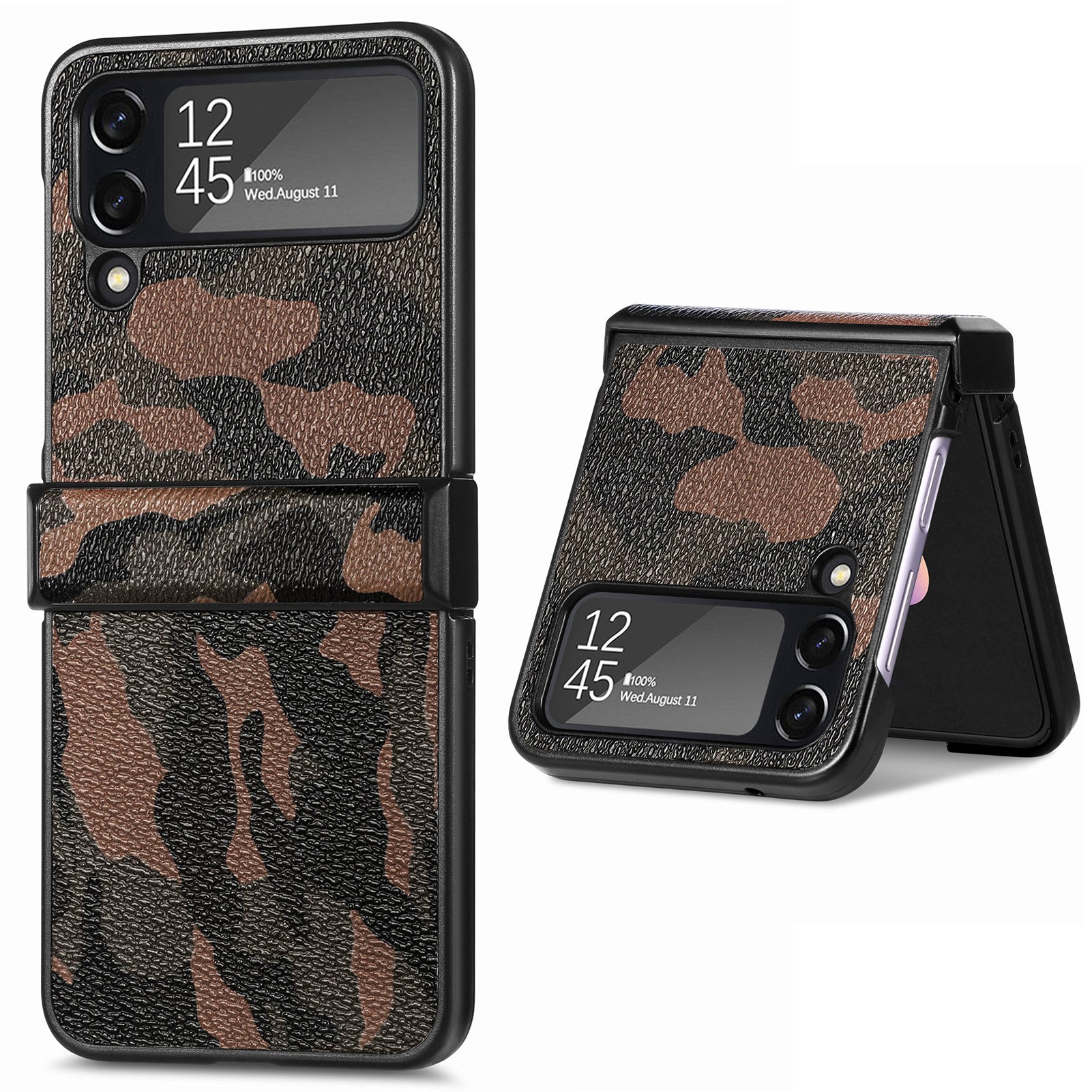 For Samsung Galaxy Z Flip4 5G Camouflage Pattern Phone Case PU Leather Coated PC Anti-scratch Cover For Samsung Galaxy Z Flip4 5G Camouflage Pattern Phone Case PU Leather Coated PC Anti-scratch Cover